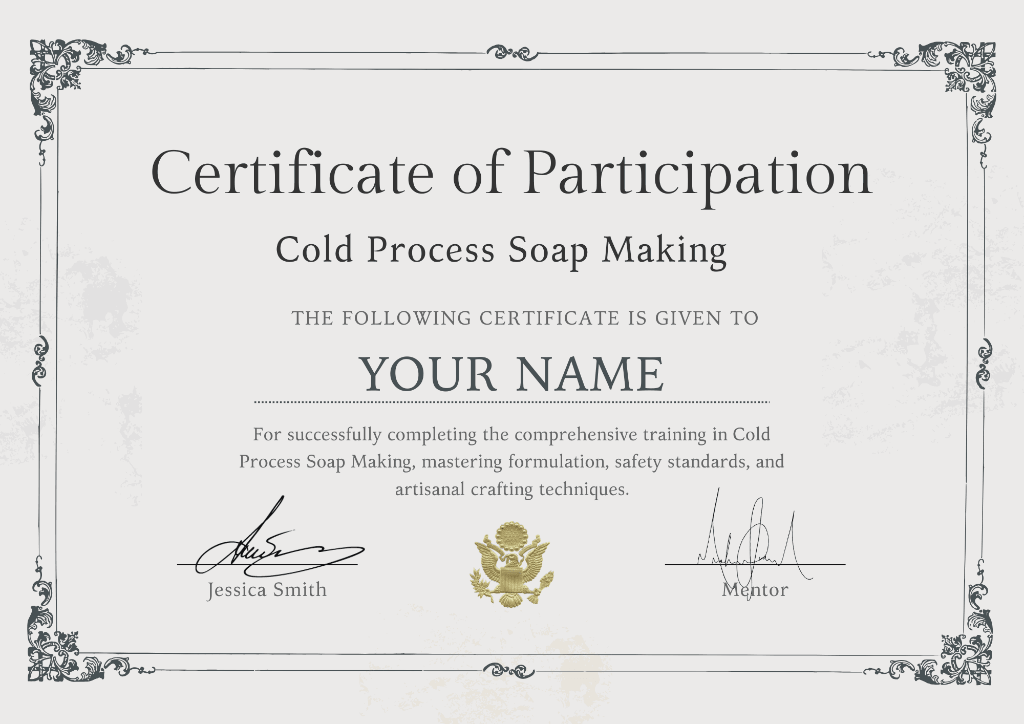 Soap Craftsmanship Certificate — certificate preview